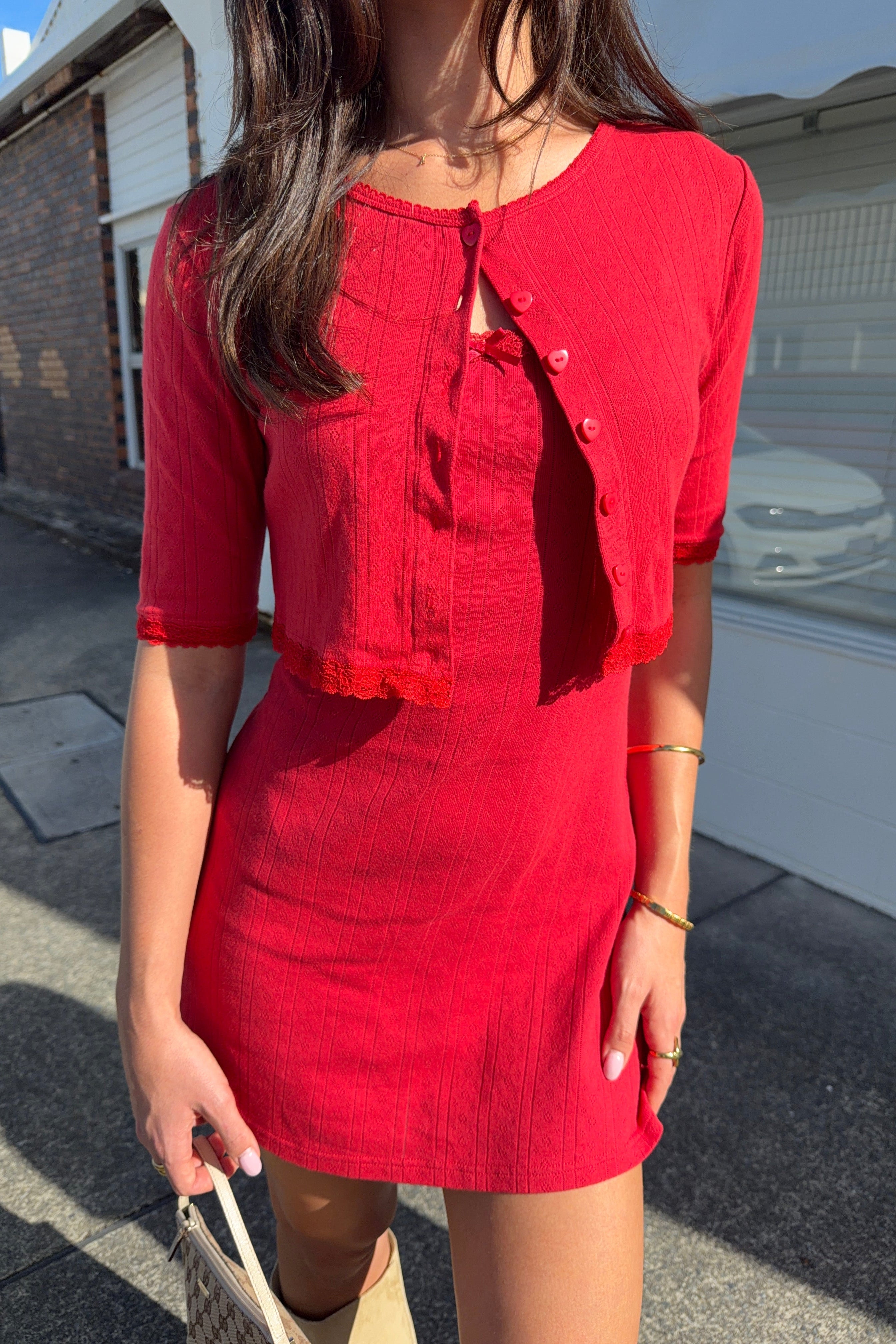 Bella Cardigan - Cherry Red
