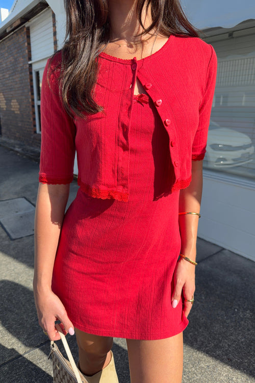 Bella Cardigan - Cherry Red