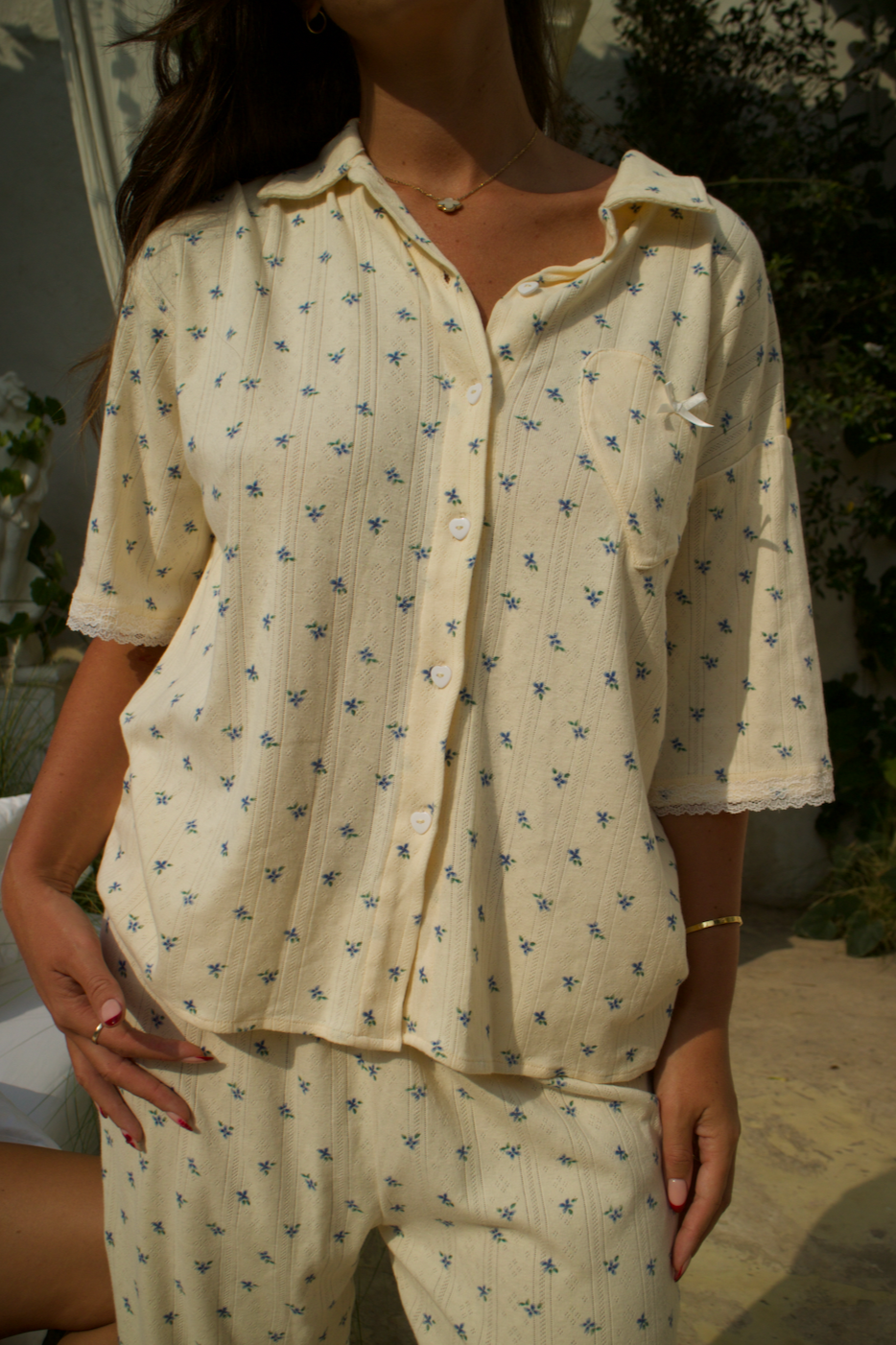 La Fleur Short Sleeve Shirt & Long Pyjama Pant