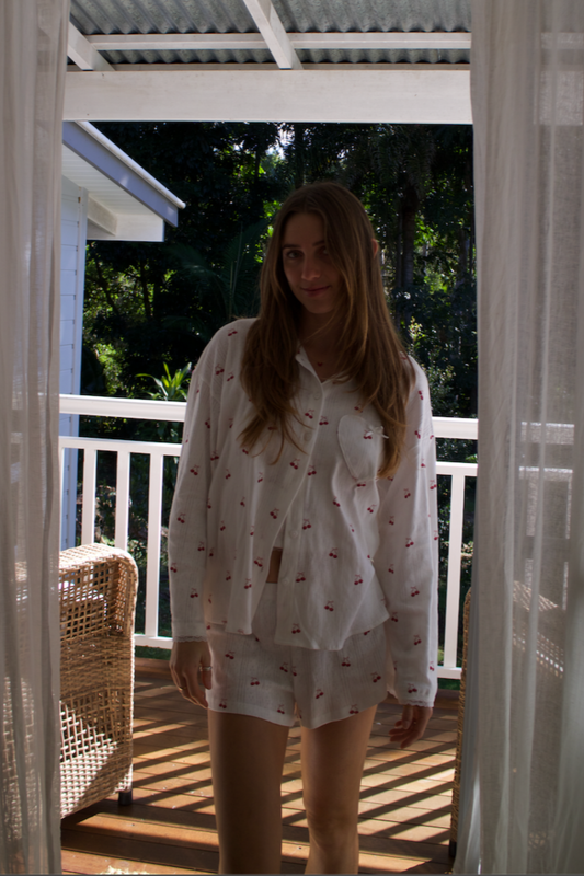 Chérie Long Sleeve Top & Shorts Pyjama Set