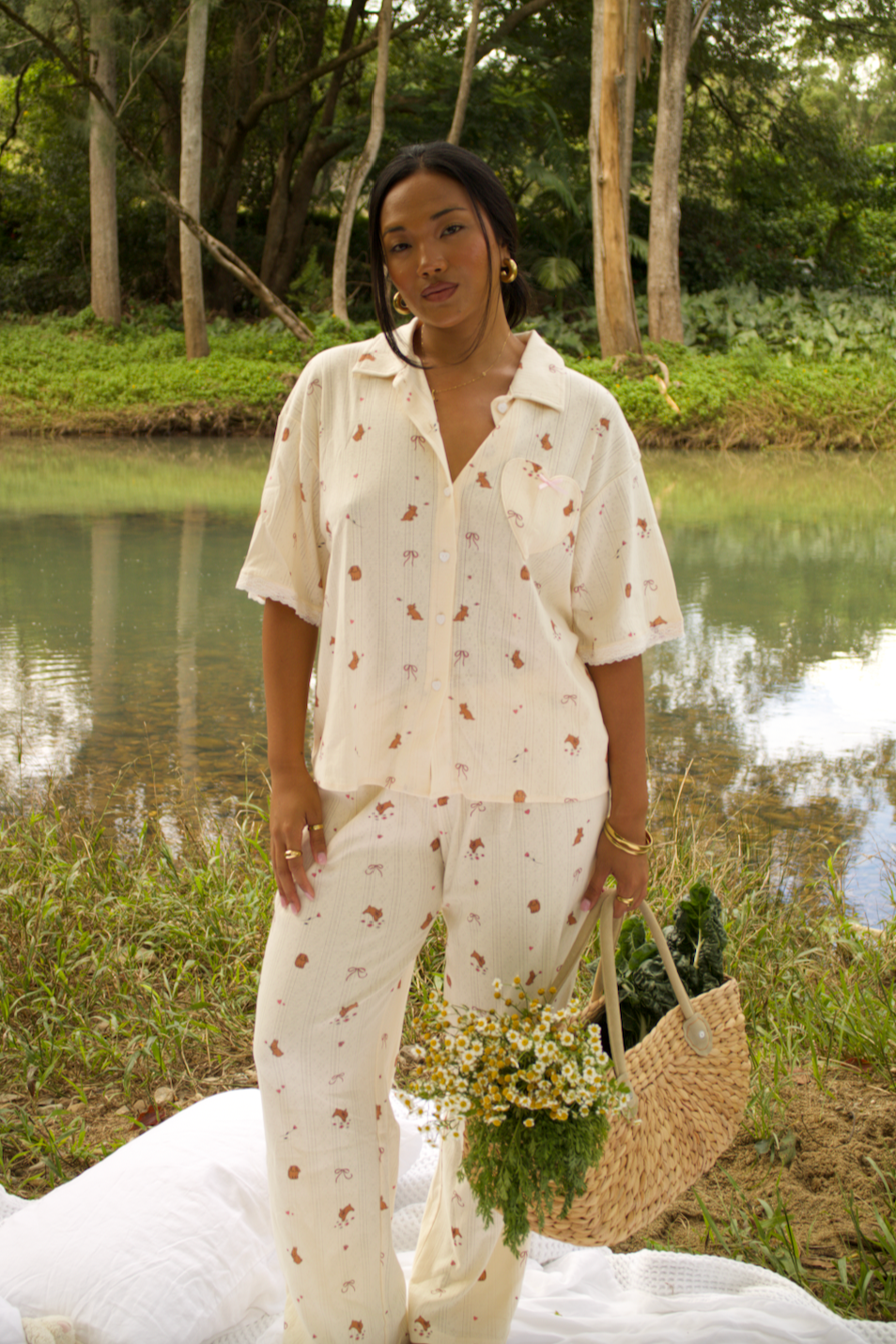 Bunny Button Up & Long Pants