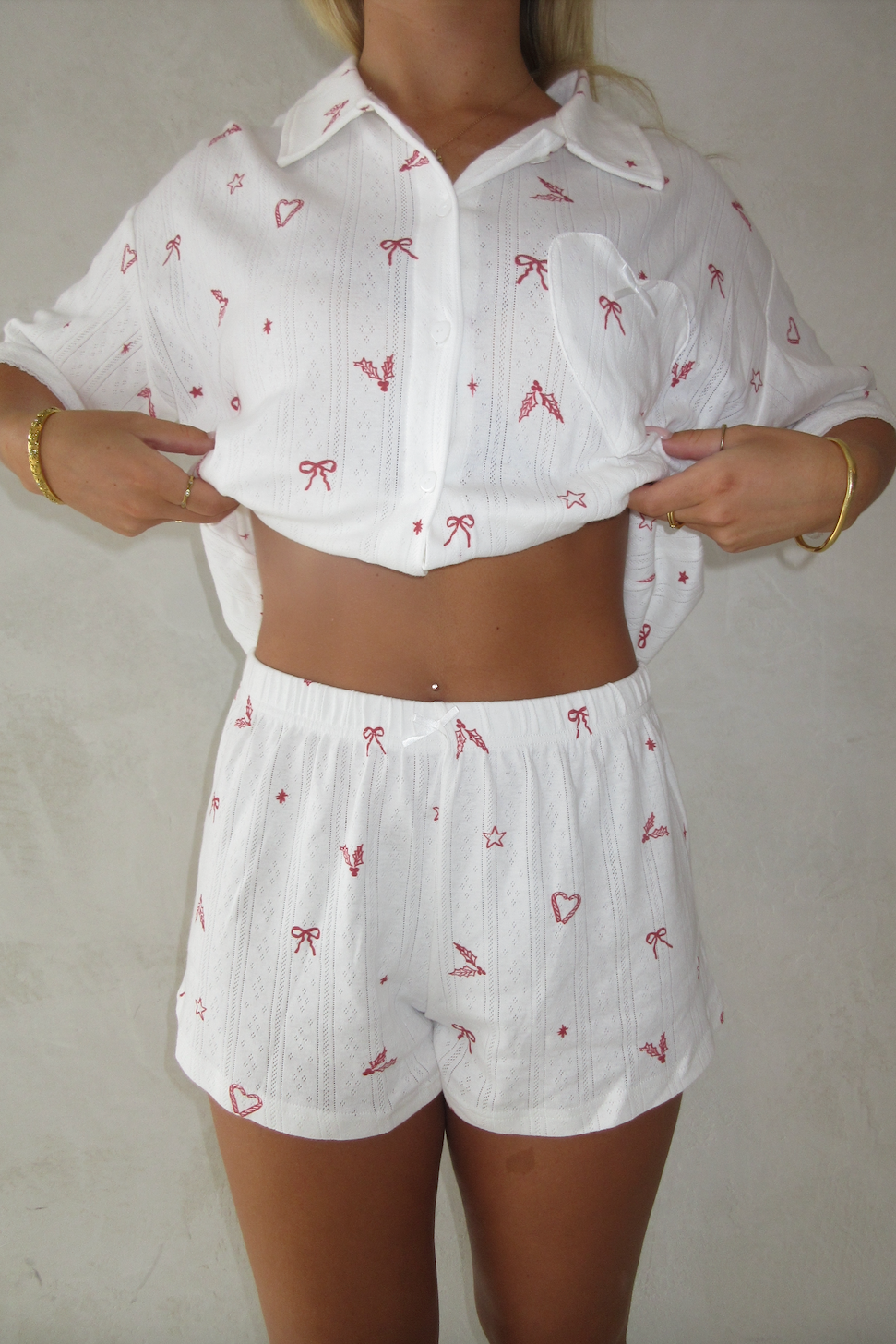 Mistletoe Button Up Shirt & Shorts