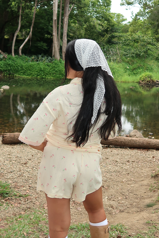 Pink Petal Button up Shirt & Shorts