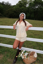 Pink Petal Button up Shirt & Shorts