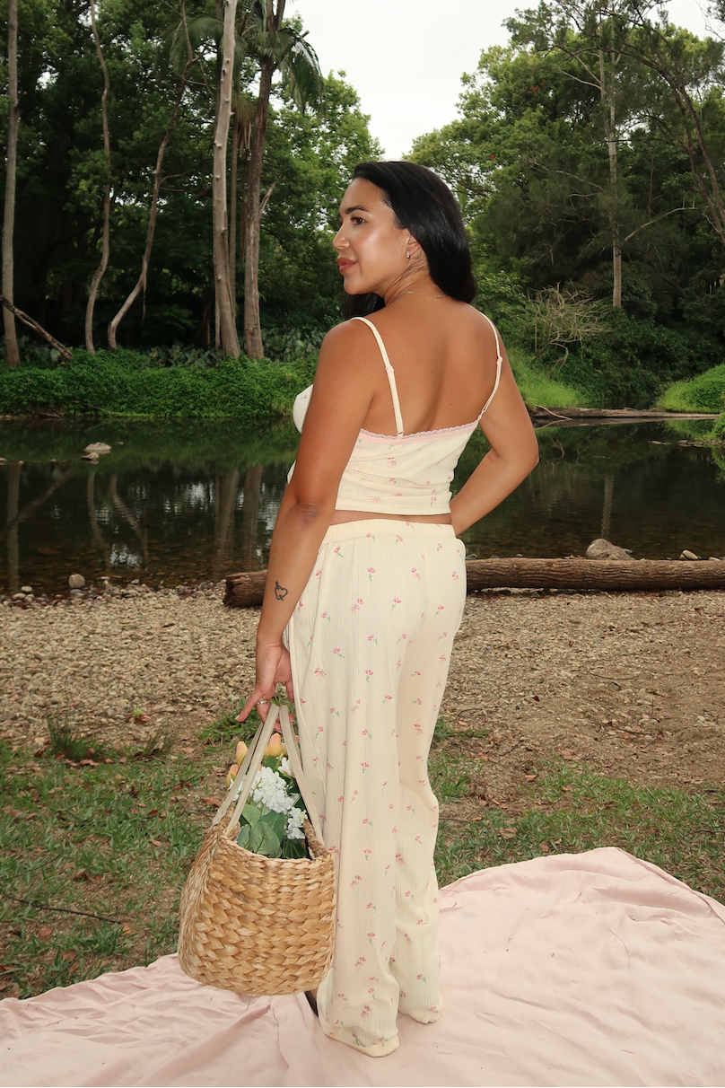 Pink Petal Singlet & Long Pyjama Pant
