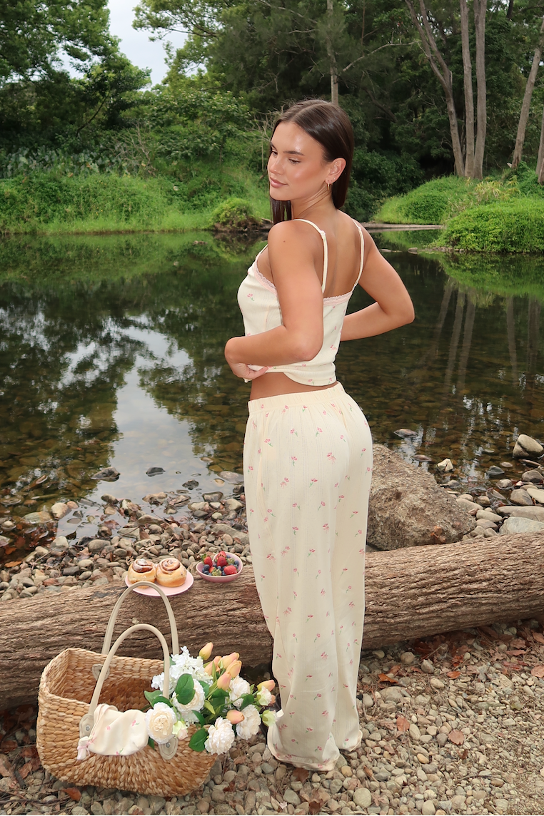 Pink Petal Singlet & Long Pyjama Pant